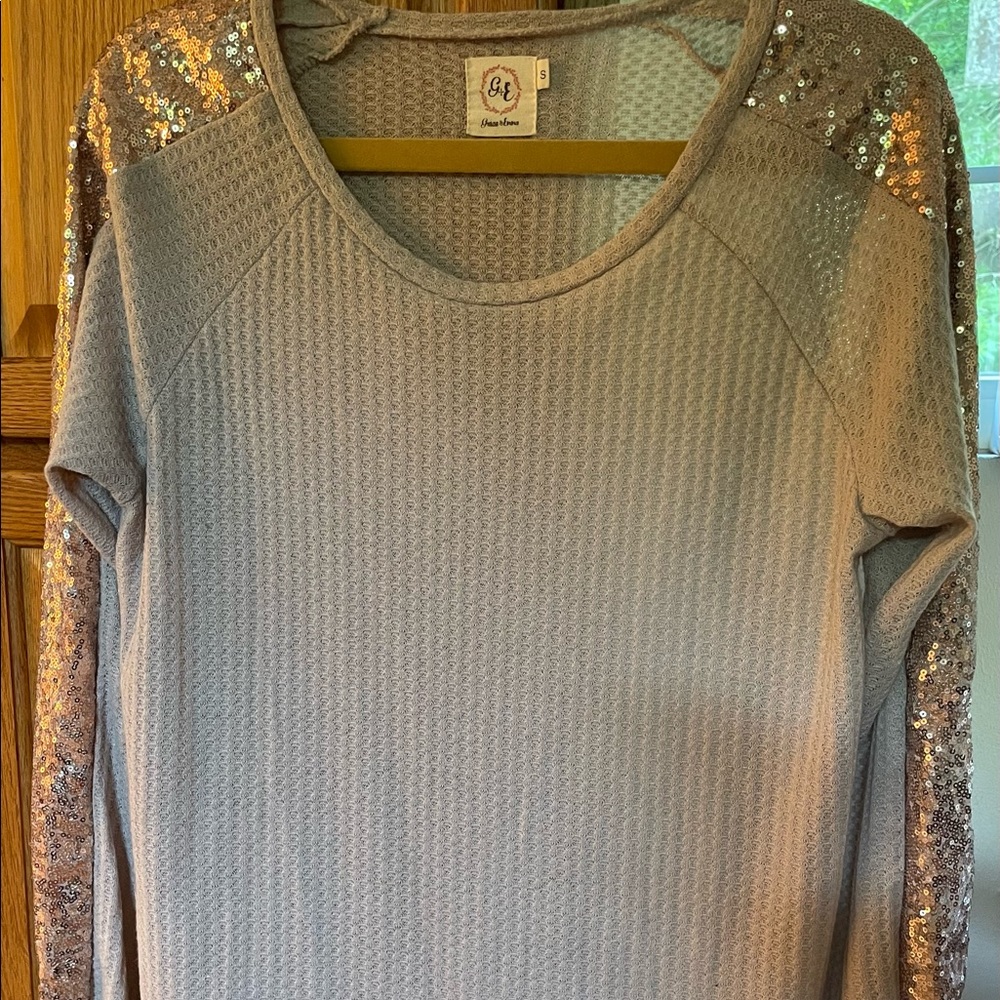 Sequin sleeved top